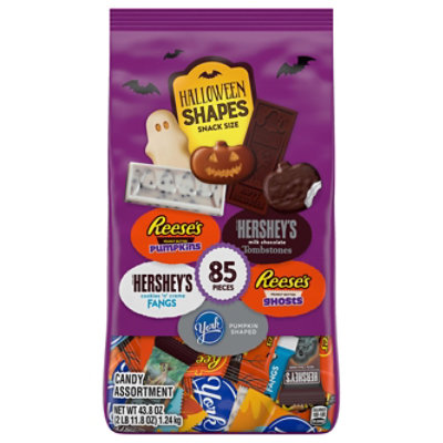 Hersheys Chocolate Candy Pieces Assorted Spooky Shapes Snack Size 85 Count - 43.8 Oz