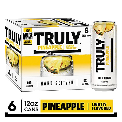 Truly Hard Seltzer Spiked & Sparkling Water Pineapple 5% ABV Slim Cans - 6-12 Fl. Oz.