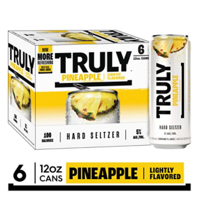  Truly Hard Seltzer Spiked & Sparkling Water Pineapple 5% ABV Slim Cans - 6-12 Fl. Oz. 