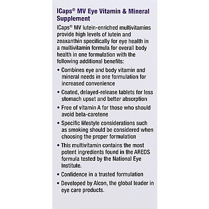 I Caps Mv Eye Vitamin And Mineral Supplement Tablets - 100 Count - Image 2