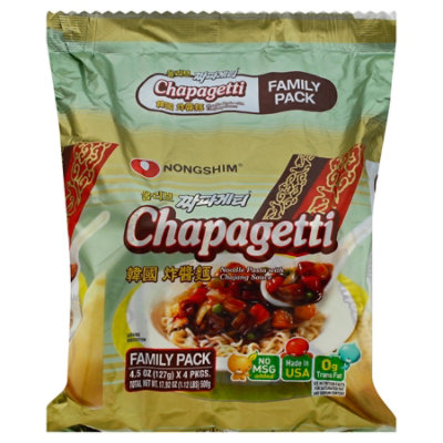 Nongshim Chapagetti Noodle Pasta With Chajang Sauce Family Pack - 4-4.5 Oz