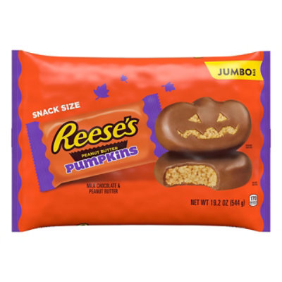 REESES Peanut Butter Milk Chocolate Pumpkins Snack Size Jumbo Bag - 19.2 Oz