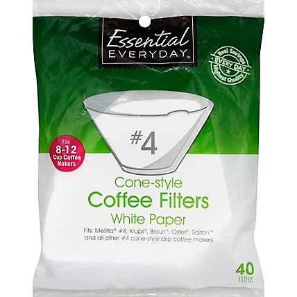 Essential Everyday Coffee Filters Cone Style White Paper No. 4 - 40 Count - Image 2