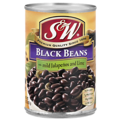 S&W Beans Black With Mild Jalapenos & Lime - 15 Oz - Image 1