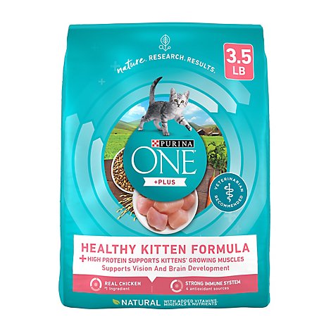 Purina ONE Cat Food Dry Healthy Kitten Chicken And Accents Of Real Vegetables - 3.5 Lb