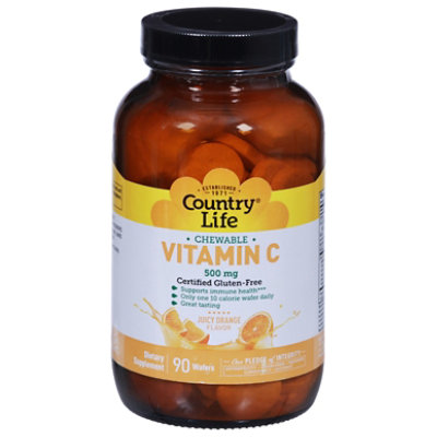 Country Life Vitamin C Chewable Wafers Gluten Free 500 mg - 90 Count - Image 3