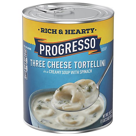 Progresso Rich & Heaty Soup Three Cheese Tortellini With Spinach - 18.5 Oz
