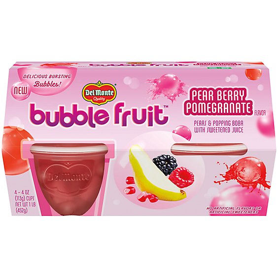 Del Monte Bubble Fruit Pear Berry Pomegranite - 4-4 Oz