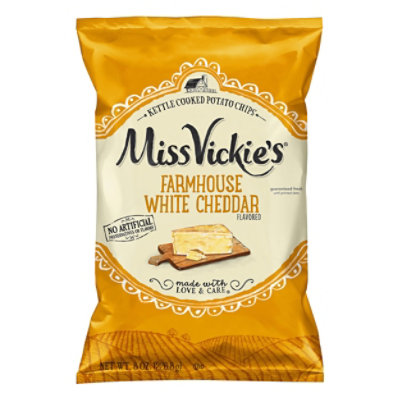  Miss Vickies Kettle Cooked Potato Chips Farmhouse White Cheddar - 8 Oz 
