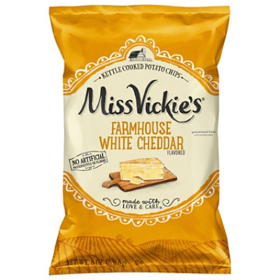 Miss Vickies Kettle Cooked Potato Chips Farmhouse White Cheddar - 8 Oz