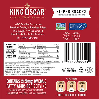 King Oscar Kipper Snacks Lightly Smoked Herring Fillets - 3.54 Oz - Image 6