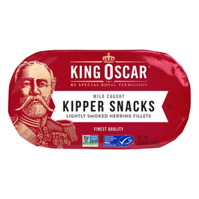 King Oscar Kipper Snacks Lightly Smoked Herring Fillets - 3.54 Oz - Image 1