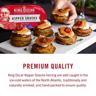 King Oscar Kipper Snacks Lightly Smoked Herring Fillets - 3.54 Oz - Image 4