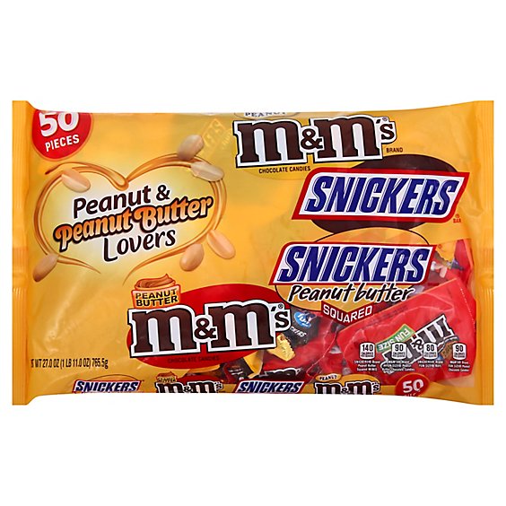 Mars Candy Peanut & Peanut Butter Lovers Fun Size 50 Count - 27 Oz
