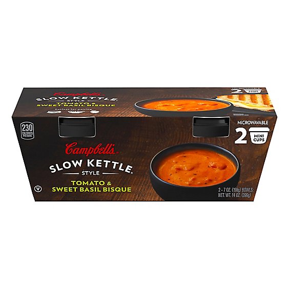 Campbells Slow Kettle Style Soup Tomato & Sweet Basil Bisque - 2-7 Oz