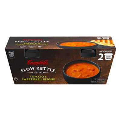 Campbells Slow Kettle Style Soup Tomato & Sweet Basil Bisque - 2-7 Oz