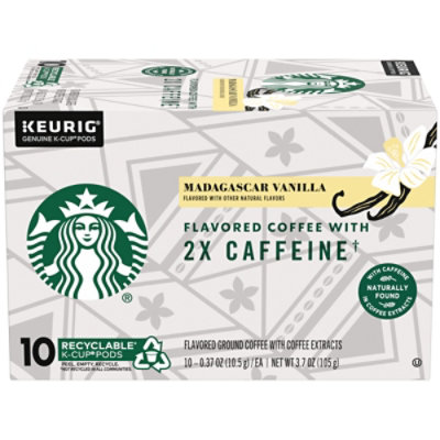 Starbucks Coffee K Cup Pods Plus 2x Caffeine Madagascar Vanilla Box 10 Count starmarket