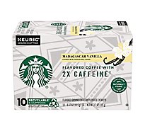 Starbucks Coffee K-Cup Pods Plus 2x Caffeine Madagascar Vanilla Box - 10 Count