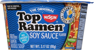 Nissin Top Ramen Bowl Soy Sauce - 3.174 Oz