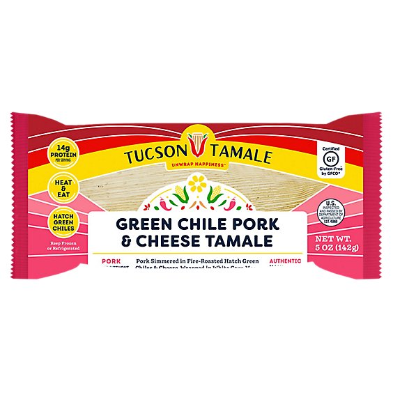 Tucson Tamale Pork Green Chile & Cheese Cold - Each