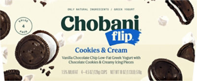 Chobani Flip Yogurt Greek Low Fat Cookies & Cream - 4-5.3 Oz