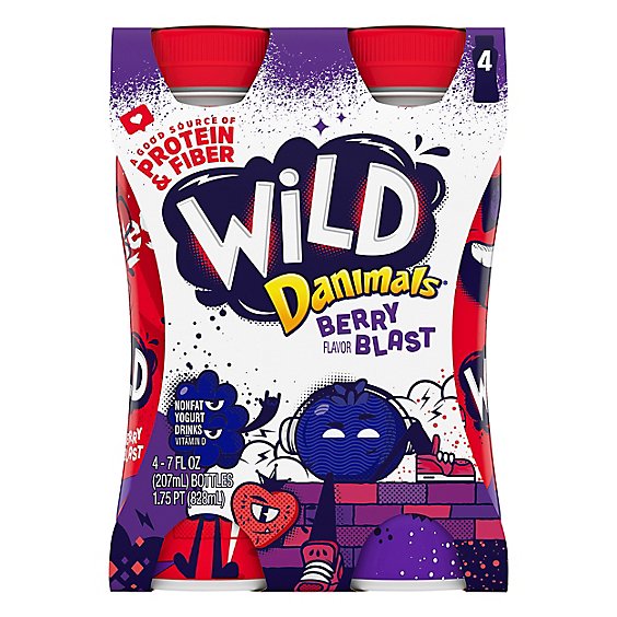 Danimals Wild Yogurt Drink Nonfat Berry Blast - 4-7 Fl. Oz.