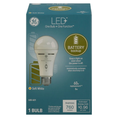 GE Light Bulb LED+ Soft White Battery Backup 60 Watts A21 - Each - Image 3