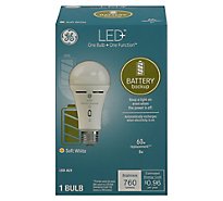 GE Light Bulb LED+ Soft White Battery Backup 60 Watts A21 - Each