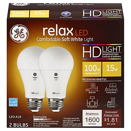 GE Light Bulb Relax LED HD Light Soft White Dimmable 100 Watts A21 - 2 Count - Image 3