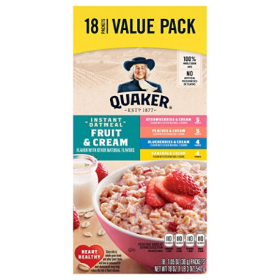 Quaker Instant Oatmeal Fruit & Cream Var - 19 Oz - Jewel-Osco