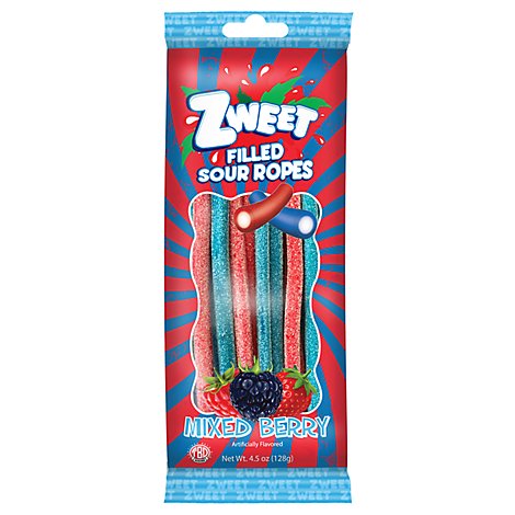 Zweet Sour Ropes Mixed Berry Filled - 4.5 Oz