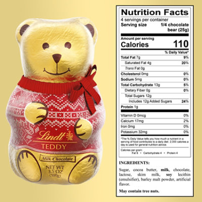 Lindt TEDDY Bear Holiday Milk Chocolate Candy Hollow Figure - 3.5 Oz - Image 4