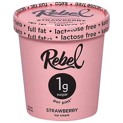 Rebel Ice Cream Keto No Sugar Strawberry 1 Pint - 473 Ml