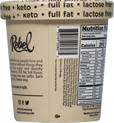 Rebel Ice Cream Keto No Sugar Coffee Chip 1 Pint - 473 Ml - Image 6