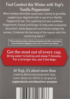 Yogi Vanilla Peppermint Nrs Tea - 1.12 Oz - Image 5