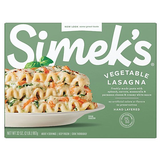 SIMEKS Lasagna All Natural Vegetable - 32 Oz
