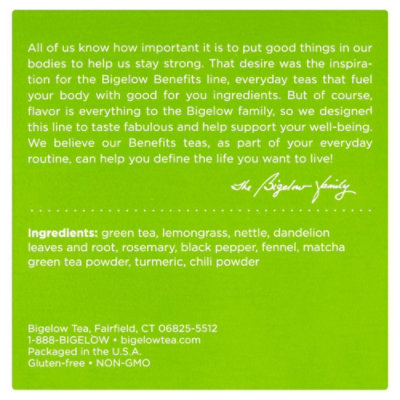 Bigelow Benefits Green Tea K-Cup Pods Turmeric Chili Matcha - 10 Count - Image 4