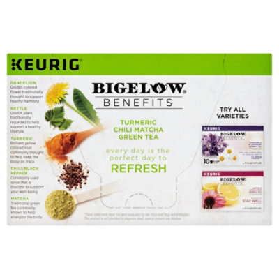 Bigelow Benefits Green Tea K-Cup Pods Turmeric Chili Matcha - 10 Count - Image 3