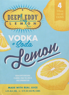 Deep Eddy Lemon Vodka + Soda Lemon Cans - 4-12 Fl. Oz. - Image 6