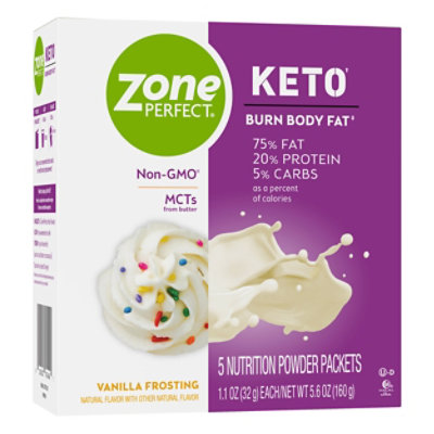 ZonePerfect Keto Nutrition Powder Vanilla Frosting - 5-1.1 Oz