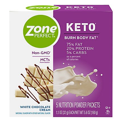 ZonePerfect Keto Nutrition Powder White Chocolate Cream - 5-1.13 Oz - Image 3