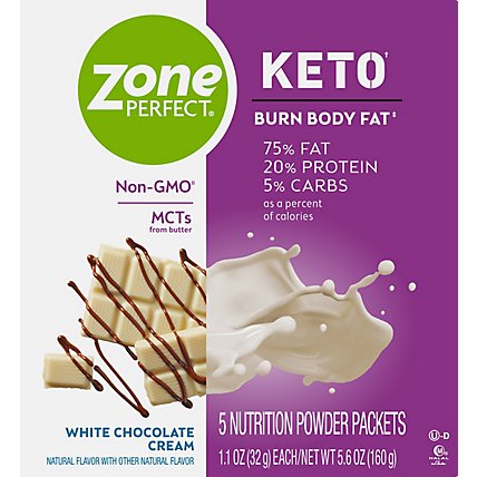 ZonePerfect Keto Nutrition Powder White Chocolate Cream - 5-1.13 Oz - Image 2