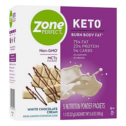 ZonePerfect Keto Nutrition Powder White Chocolate Cream - 5-1.13 Oz - Image 1