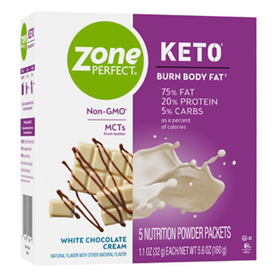 ZonePerfect Keto Nutrition Powder White Chocolate Cream - 5-1.13 Oz