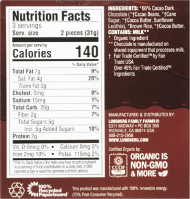 Lundberg Family Farms Organic Dark Chocoalte Thin Stackers - 3.3 Oz - Image 6