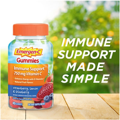 Emergen-C Immune Support Vitamin C Gummies Strawberry Lemon And Blueberry 500 mg - 45 Count - Image 2