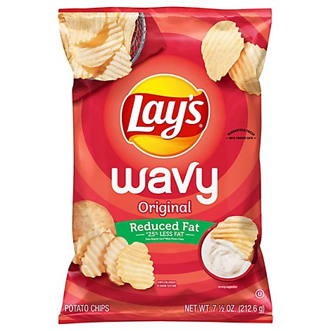 Lays Wavy Potato Chips Reduced Fat - 7.5 Oz