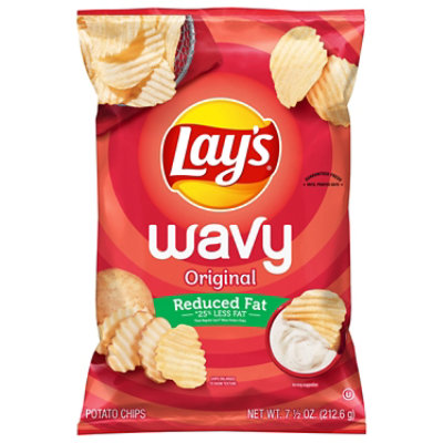 Lays Wavy Potato Chips Reduced Fat - 7.5 Oz