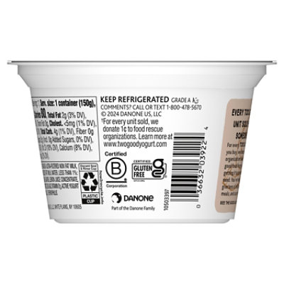 Too Good & Co. Coconut Low Fat Lower Sugar Gluten Free Greek Yogurt - 5.3 Oz - Image 2