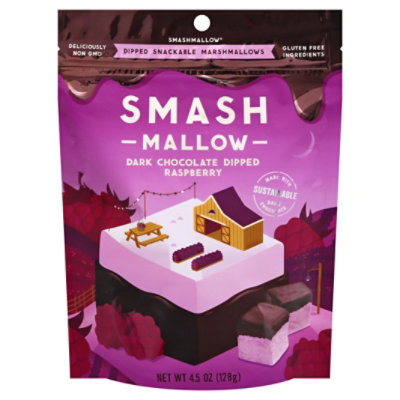 Smashmallow Marshmallow Dark Chocolate Dipped Raspberry - 4.5 Oz